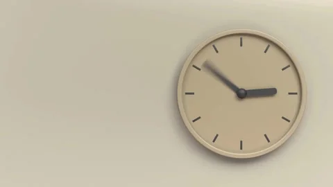 Beige wall clock hands spinning fast against cream background Stock Footage 333836329