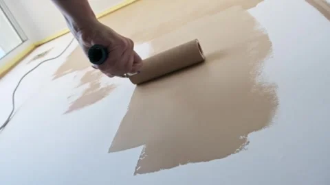Beige Wall Painting Process Stock Footage 286431986