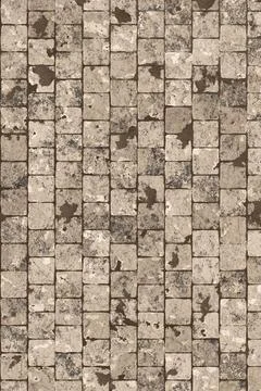 Beige weathered stone cobble wall texture background with distressed vintage Illustrazione stock
