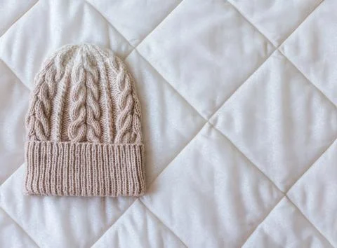 Beige white gradient hat wool Stock Photos