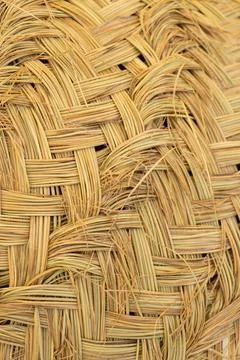 Beige wicker texture background close up Stock Photos