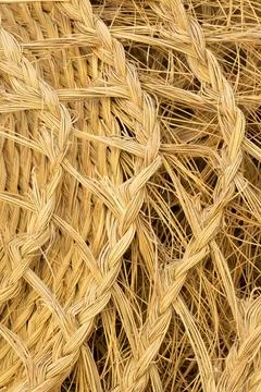 Beige wicker texture background close up Stock Photos