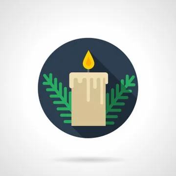 Beige Xmas candle round flat vector icon Stock Illustration