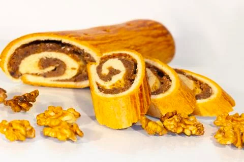 Beigli with walnut Stock Photos