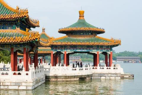 In Beihai Park overlooking the Chengxiang Pavilion Stock Photos