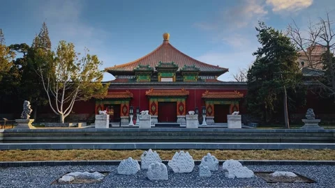 Beihai Park Wanfo Building Timelapse Stock Footage 340462436