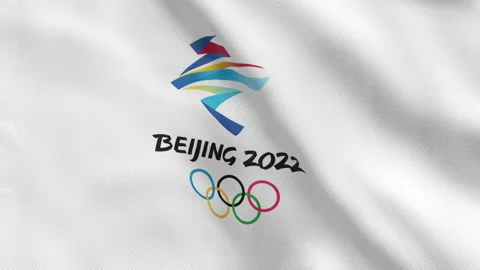 Beijing 2022 Logo Flag Stock Footage 169698039