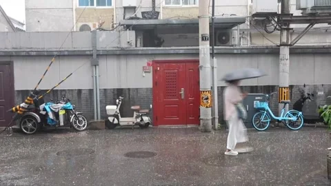 Beijing activates second-highest emergency response level over flood risk from h Stock Footage 342029607