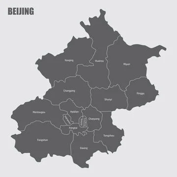 Beijing administrative map Stock Illustration
