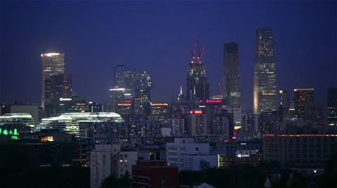 Beijing after night scene of CBD Stock Footage 65217229