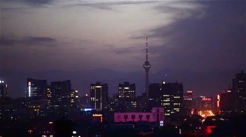 Beijing after night scene of CBD Stock Footage 65217374
