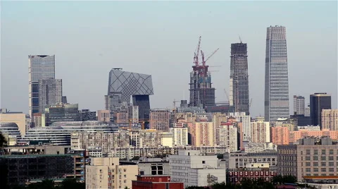 Beijing after sunset scene of CBD 库存影片 65217595