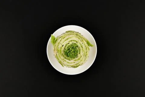 Beijing cabbage on a black background. Permanent manager of fresh, dietary gr 写真素材
