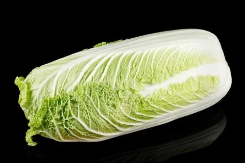 Beijing cabbage close-up isolate on black Stock Photos