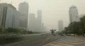 Beijing CBD, China, Air Pollution and Huge Traffic in Dust Storm, time lapse HD Footage