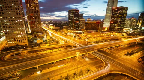 Beijing CBD day to night Stock Footage 22481234