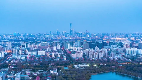 Beijing CBD day-to-night time-lapse video Stock Footage 270541856