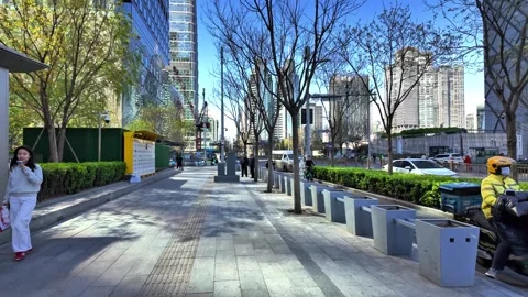 Beijing CBD Morning Rush Hour Traffic and Skyscrapers, China - April 2026 Stock Footage 336601656