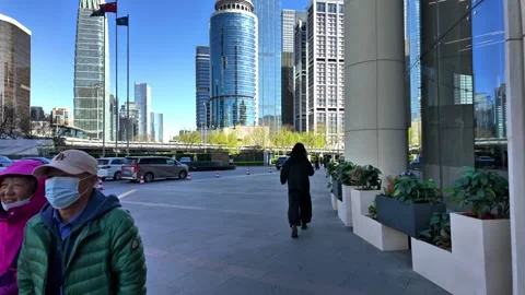 Beijing CBD Morning Rush Hour Traffic and Skyscrapers, China - April 2026 Stock Footage 336601701