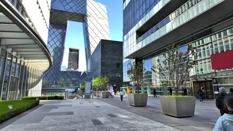 Beijing CBD Morning Rush Hour Traffic and Skyscrapers, China - April 2026 Stock Footage 336601756