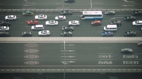 Beijing, China - 05/09/2018: Beijing Street Traffic, Car and Road, Ariel shot Stock Footage 89831353