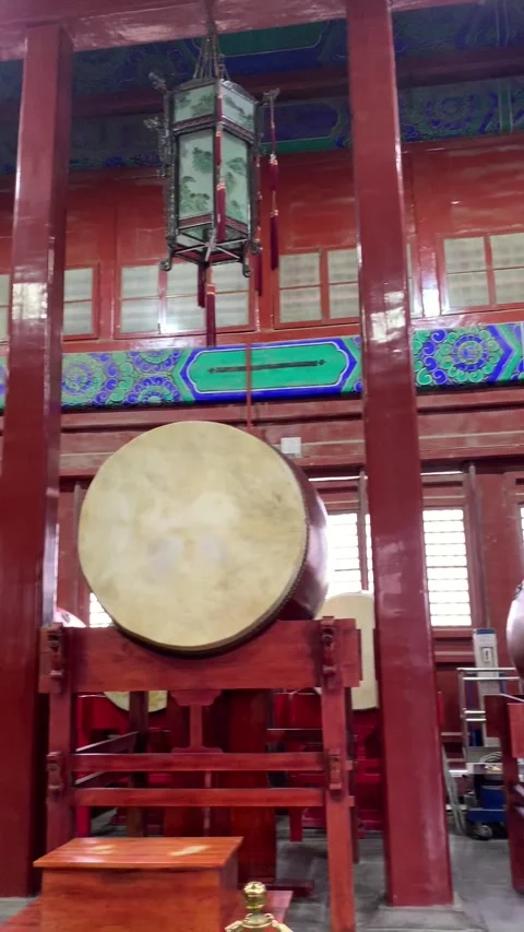 Beijing, China - 2019/09/04 : Inside drum tower Stock Footage 341982569