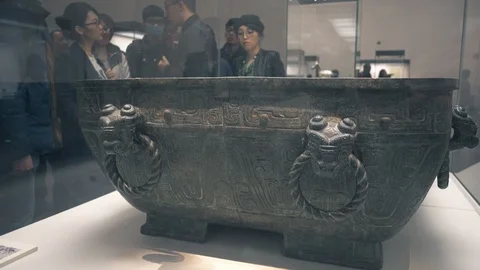 BEIJING, China, APRIL 12, 2016. Bronzes on display at the National Museum of Stock Footage 123851691