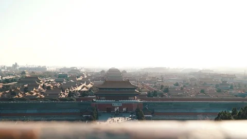 BEIJING, CHINA JANUARY 3 2020: Forbidden city in Beijing viewed from Jinshan Stock Footage 125102403
