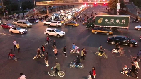 Beijing China Rush Hour Stock Footage 95758037