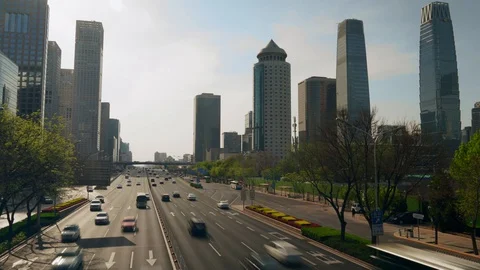 Beijing, The China World Trade Center  Timelapse Stock Footage