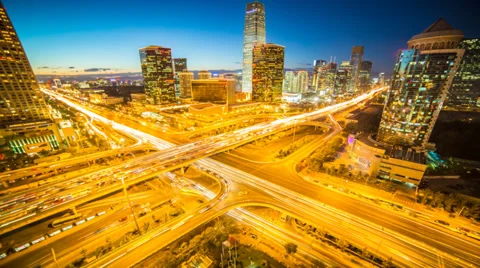 Beijing City CBD sunset time lapse, Prores422 HQ Video stock 32402257