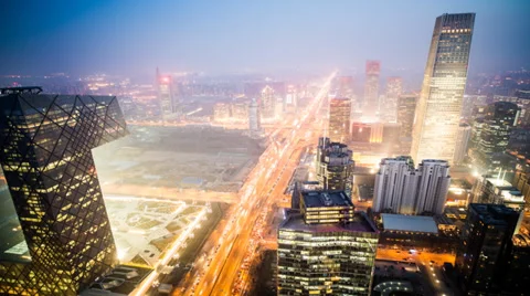 Beijing City CBD sunset time lapse,Prores422 HQ Stock Footage 32629627