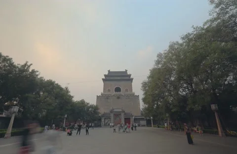Beijing City Clock Tower Stock Footage 163641968