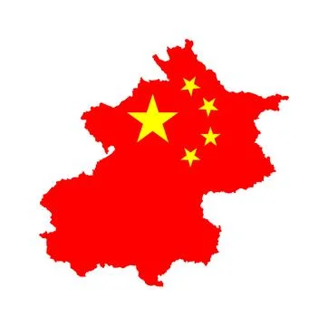 Beijing city map flag vector silhouette illustration Ilustração Stock