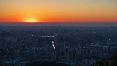 Beijing Cityscape at Night Panoramic View of Changan Avenue and CBD Skyline Stock Footage 332868283