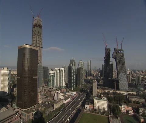Beijing coal trucks, high angle shots of Beijing Stock Footage 86744952