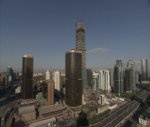 Beijing coal trucks, high angle shots of Beijing Stock Footage 86744966