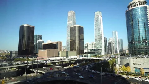 Beijing downtown district at daytime Stock Footage 82465373