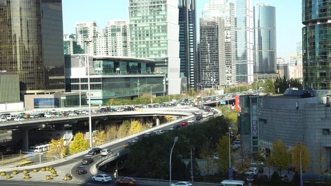 Beijing downtown district at daytime Stock Footage 82467409