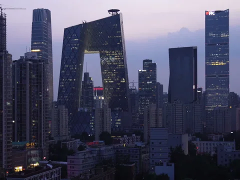 Beijing downtown district at night 스톡 동영상 80341462