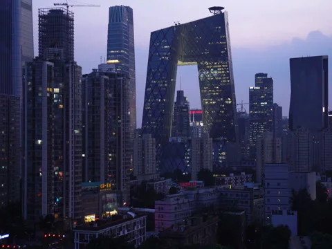 Beijing downtown district at night 스톡 동영상 80344587