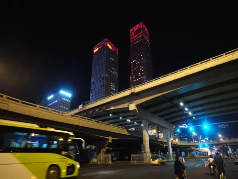 Beijing downtown district at night Stockbeeldmateriaal 80460798