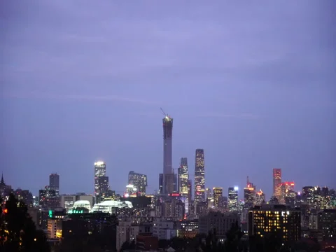 Beijing downtown district at night Stockbeeldmateriaal 81079160