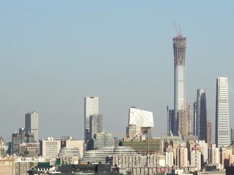 Beijing downtown skyline at daytime Stockbeeldmateriaal 80309229