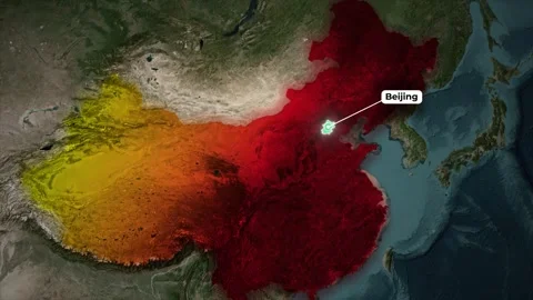 Beijing Highlighted Animation on China Map Background Stock Footage 323312900