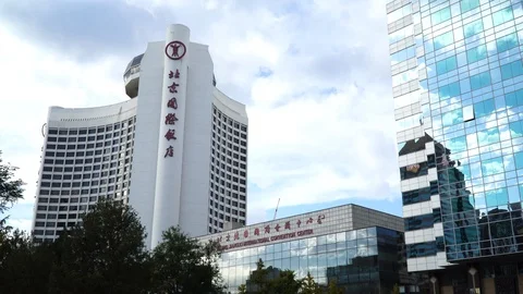 Beijing International Hotel timelapse Stock Footage
