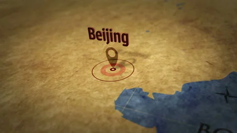 Beijing on map v1 Stock Footage 110752936