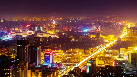 Beijing Night Time-lapse，china Stock Footage 163496985