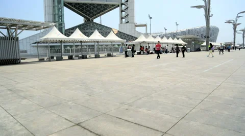Beijing Olympic Building IBC Broadcasting Tower China Asia 스톡 동영상 39340096