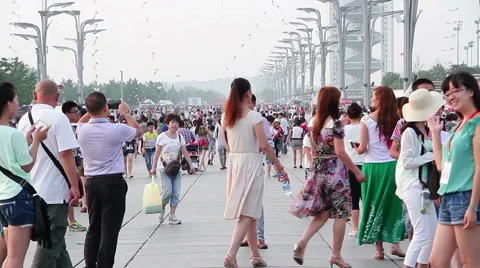 Beijing Olympic park at daytime. HD Stock Footage 40469897